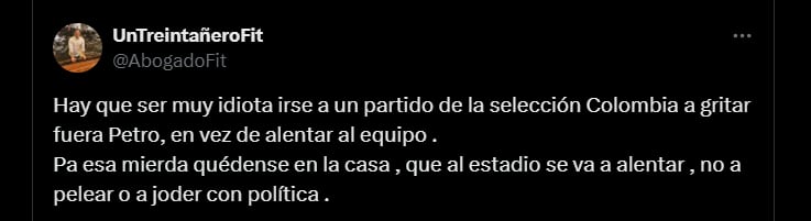 También criticaron a los hinchas que asistieron al estadio y corearon el "Fuera Petro" - crédito redes sociales/X