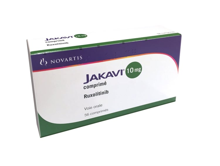 Jakavi, el nombre comercial del ruxolitinib. El medicamento es producido por Novartis