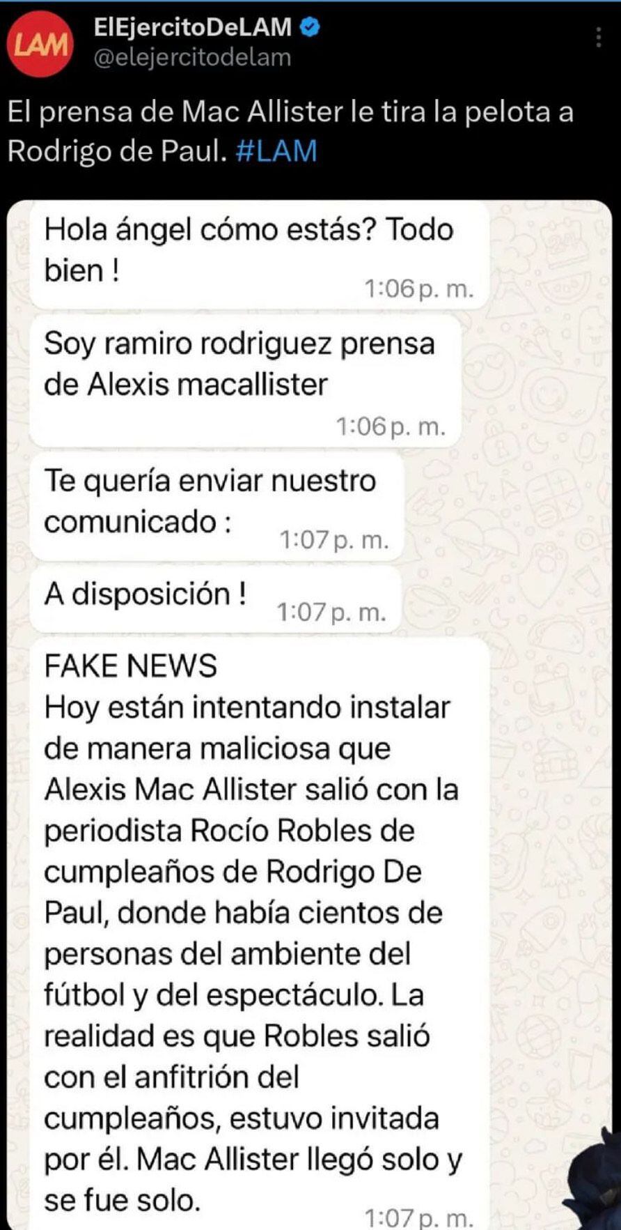 Ángel de Brito dio detalles de lo que habló con el mánager de Mac Allister