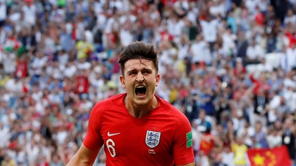 Soccer Football – World Cup – Quarter Final – Sweden vs England – Samara Arena, Samara, Russia – July 7, 2018 England’s Harry Maguire celebrates scoring their first goal REUTERS/Carlos Garcia Rawlins