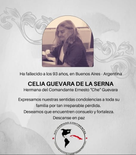 Celia Guevara murió a sus 93 años