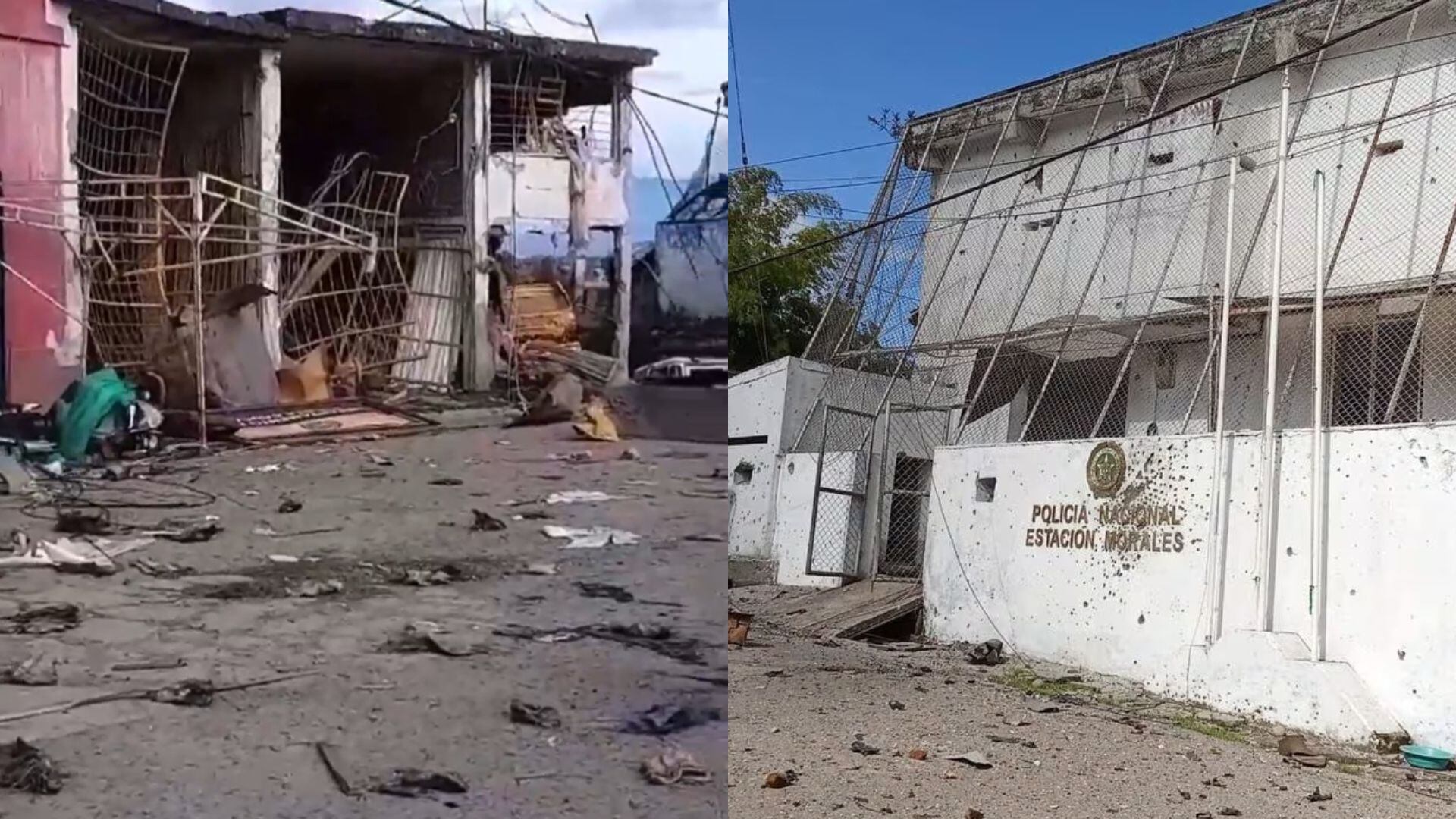 Estación de Policía tras ataques de las disidencias de las Farc en Morales, Cauca -crédito Policía Nacional