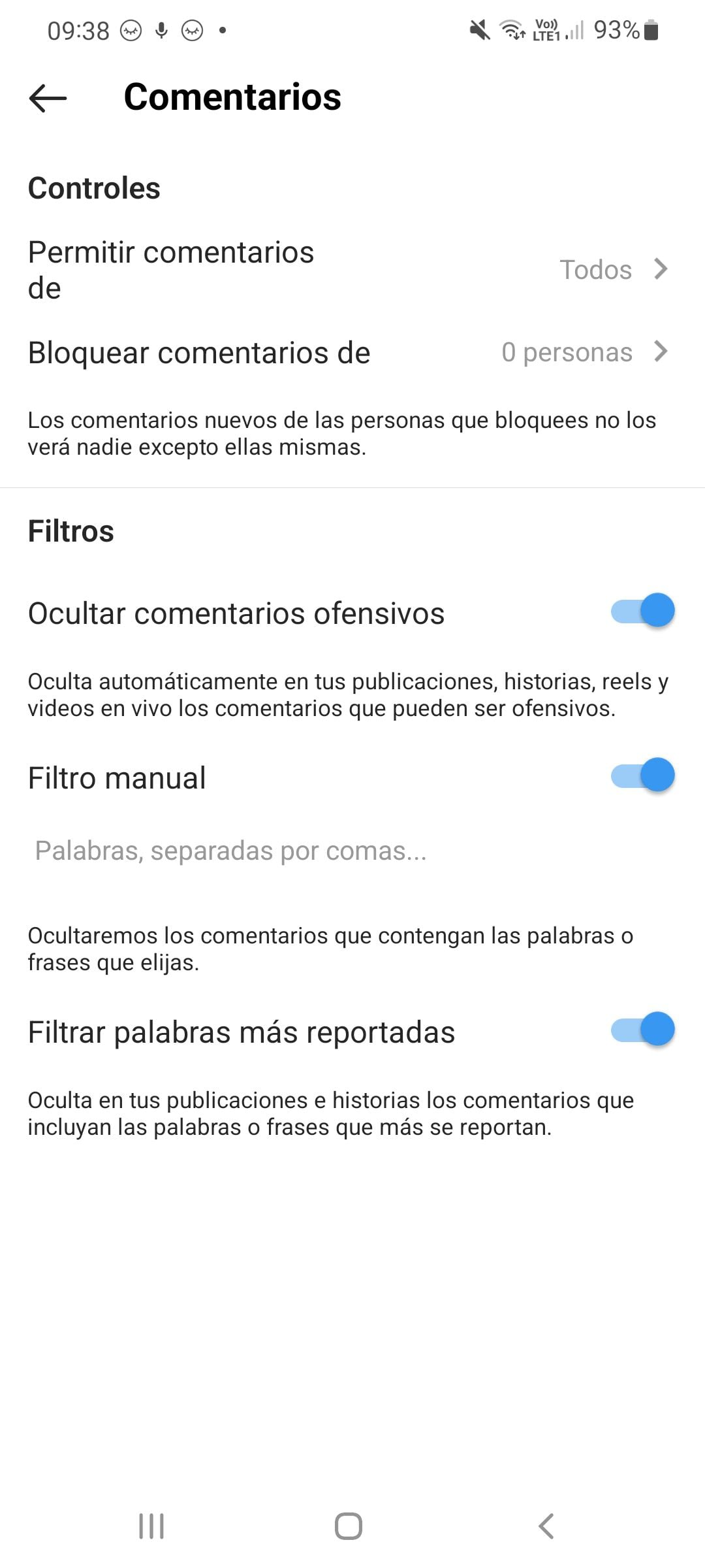 É possível bloquear comentários facilmente (Instagram)