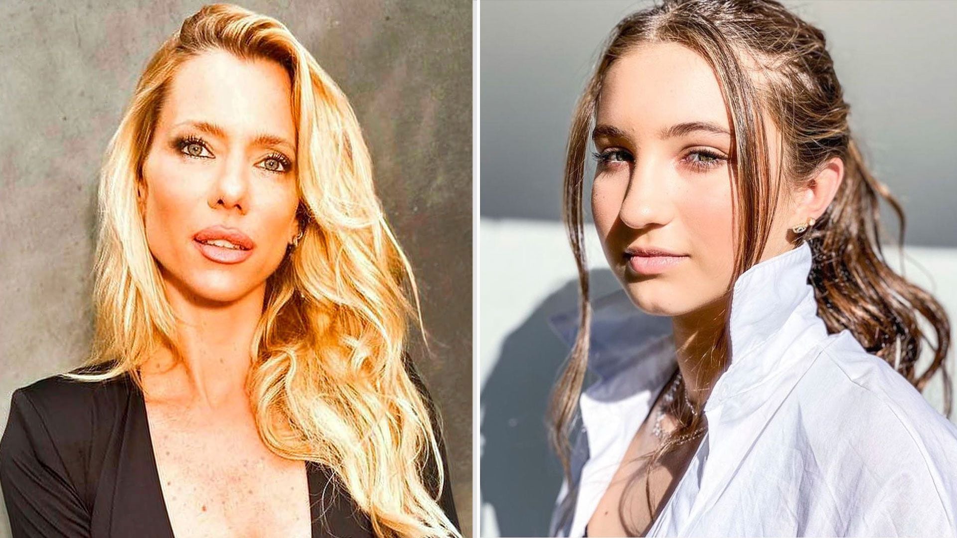 Nicole Newman and her daughter Indiana Cubero face each other