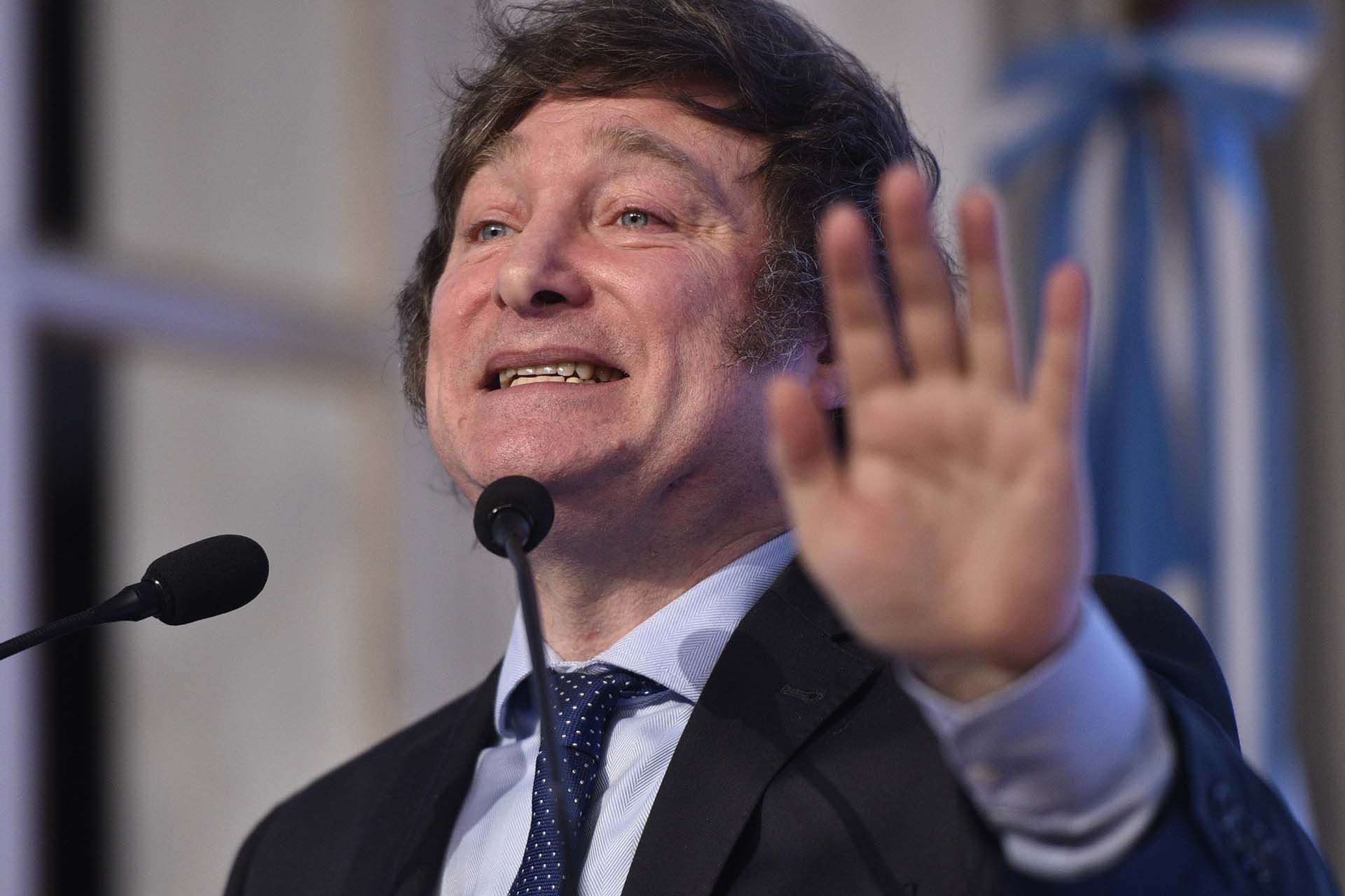 Javier Milei, en su discurso en el Council de las Américas (Foto Adrián Escandar)