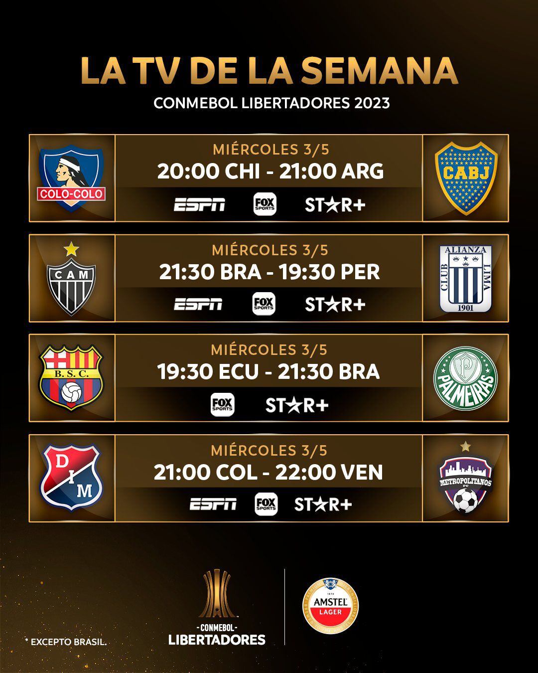 Find out which channels will broadcast the matches to be played this week by Libertadores.  (Photo: Conmebol)
