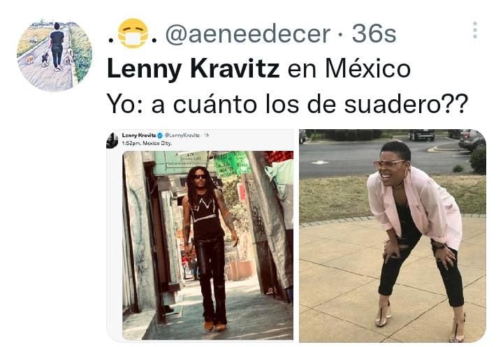 Usuario de Twitter comparte su reacción a la visita de Lenny Kravitz.
Imagen:
Twitter