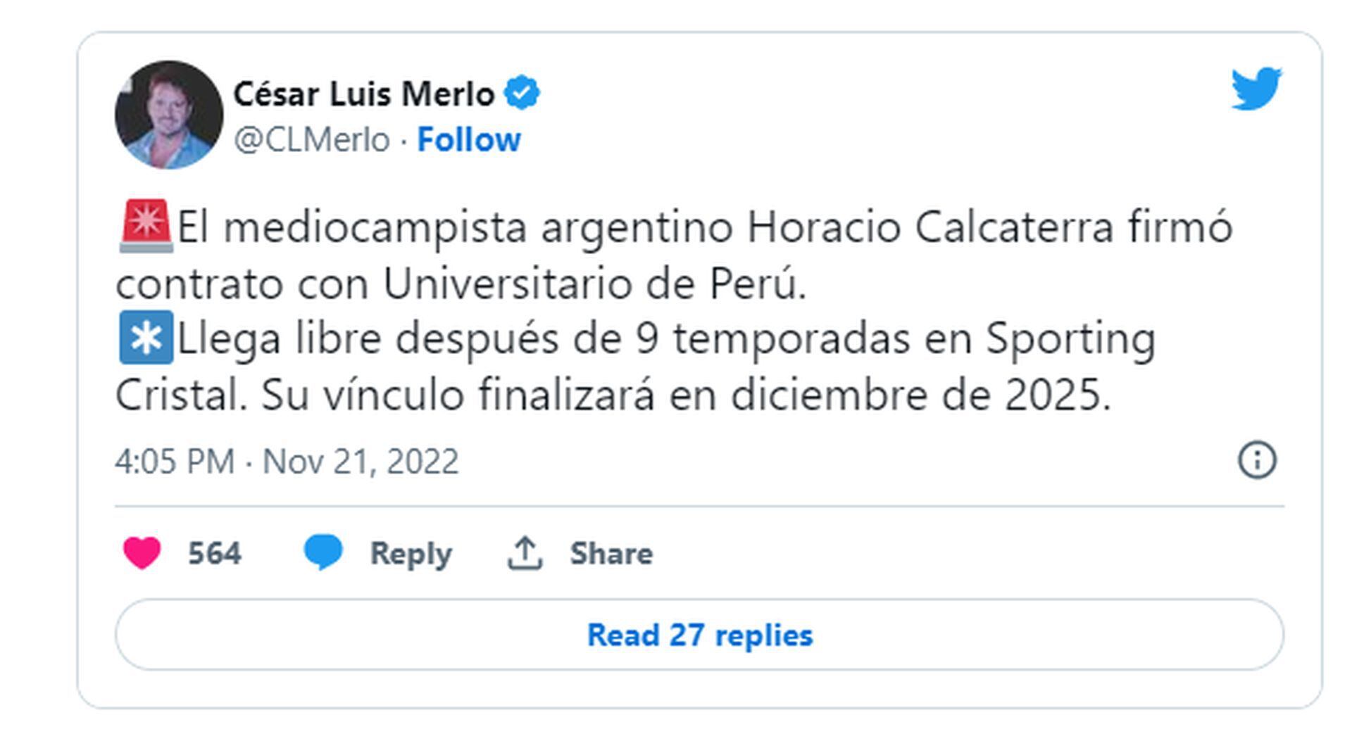 Horacio Calcaterra Tiene Todo Cerrado Para Ser Nuevo Jugador De