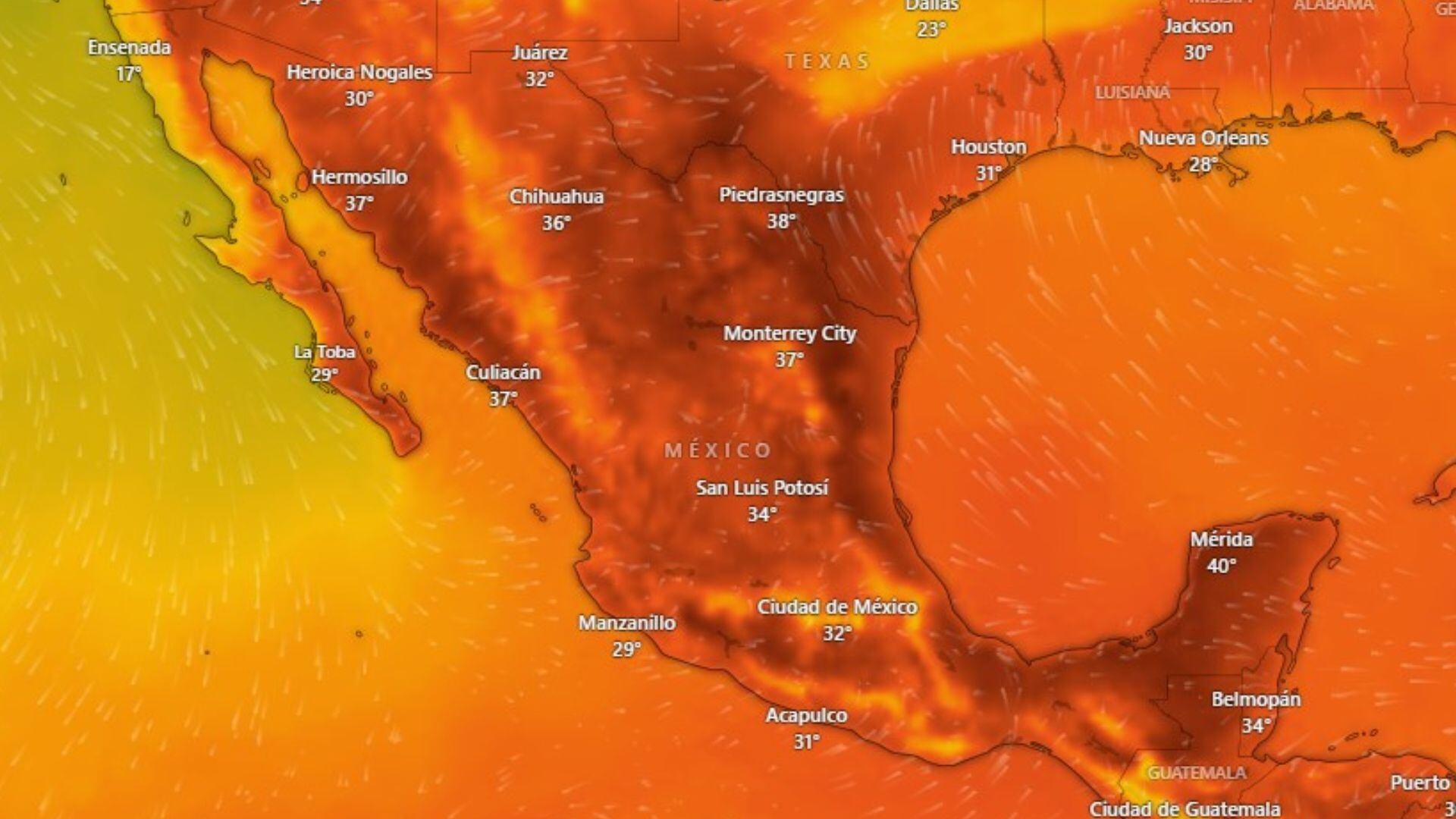 Mapa del clima en México; altas temperaturas prevalecerán por la tercera ola de calor