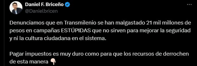 El concejal criticó la contratación recurrente de Telecafé, describiéndola como un "contratadero" involucrado en varios escándalos de corrupción - crédito @Danielbricen/X