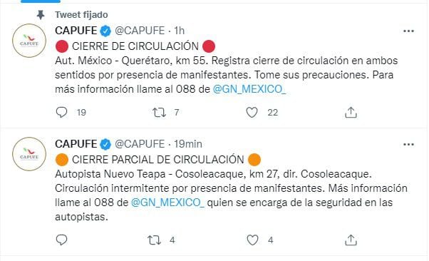 Capufe, bloqueio de auto-estradas