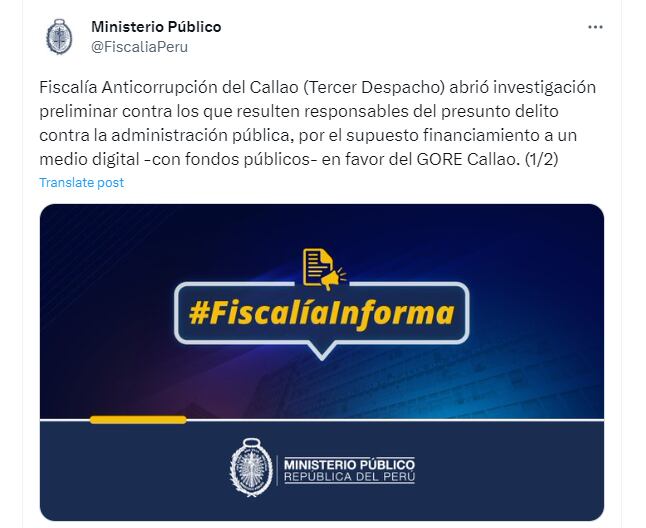 Comunicado del Ministerio Público