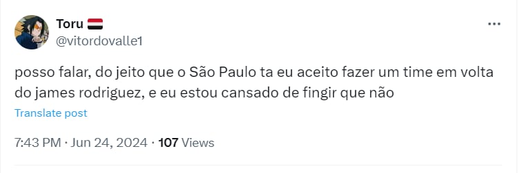 Hinchas del Sao Paulo piden a James en la titular - crédito captura de pantalla X