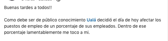 Otro trabajador despedido de Ualá difundió su situación