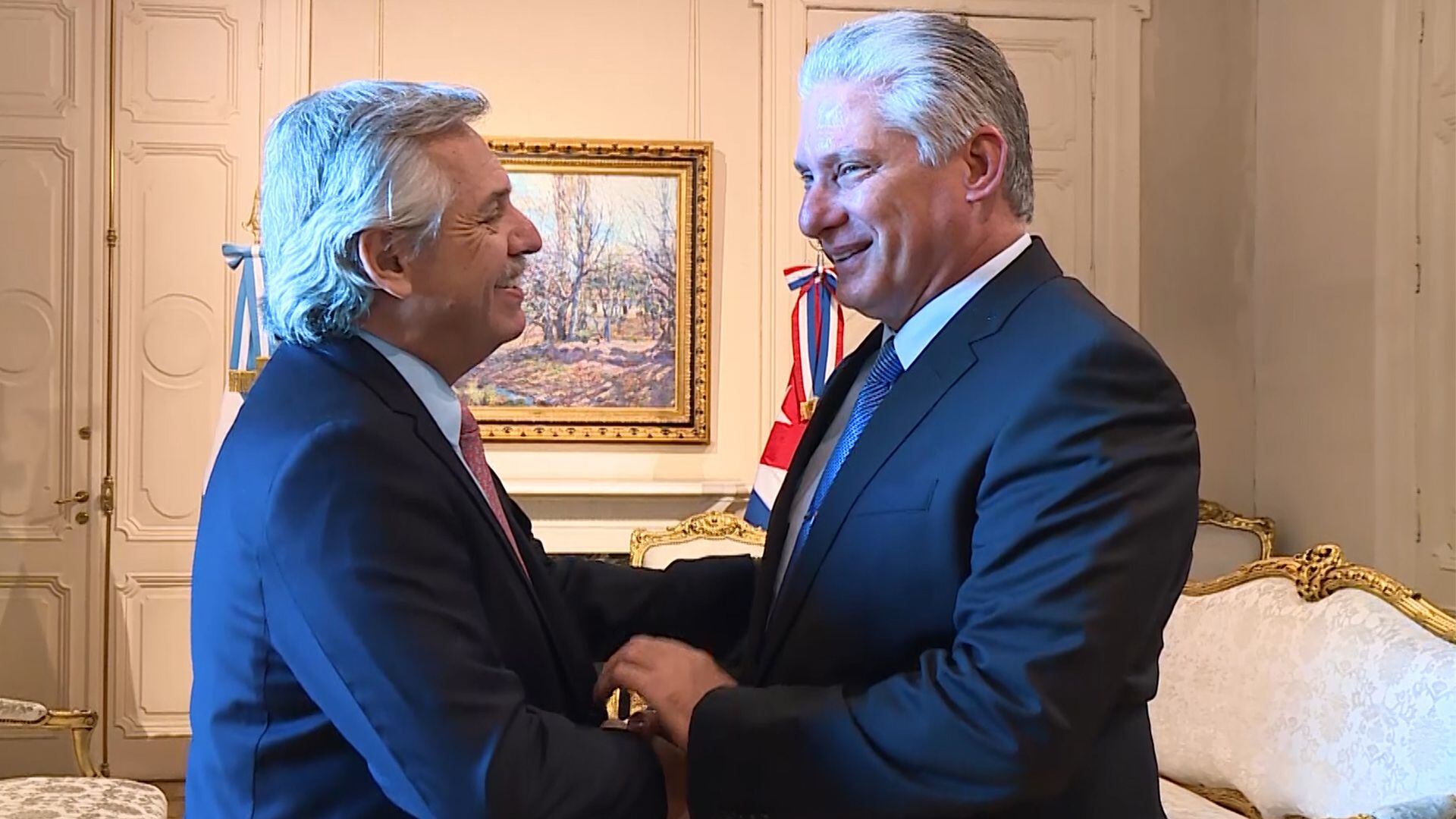 Alberto Fernández y el presidente de Cuba, Miguel Díaz Canel