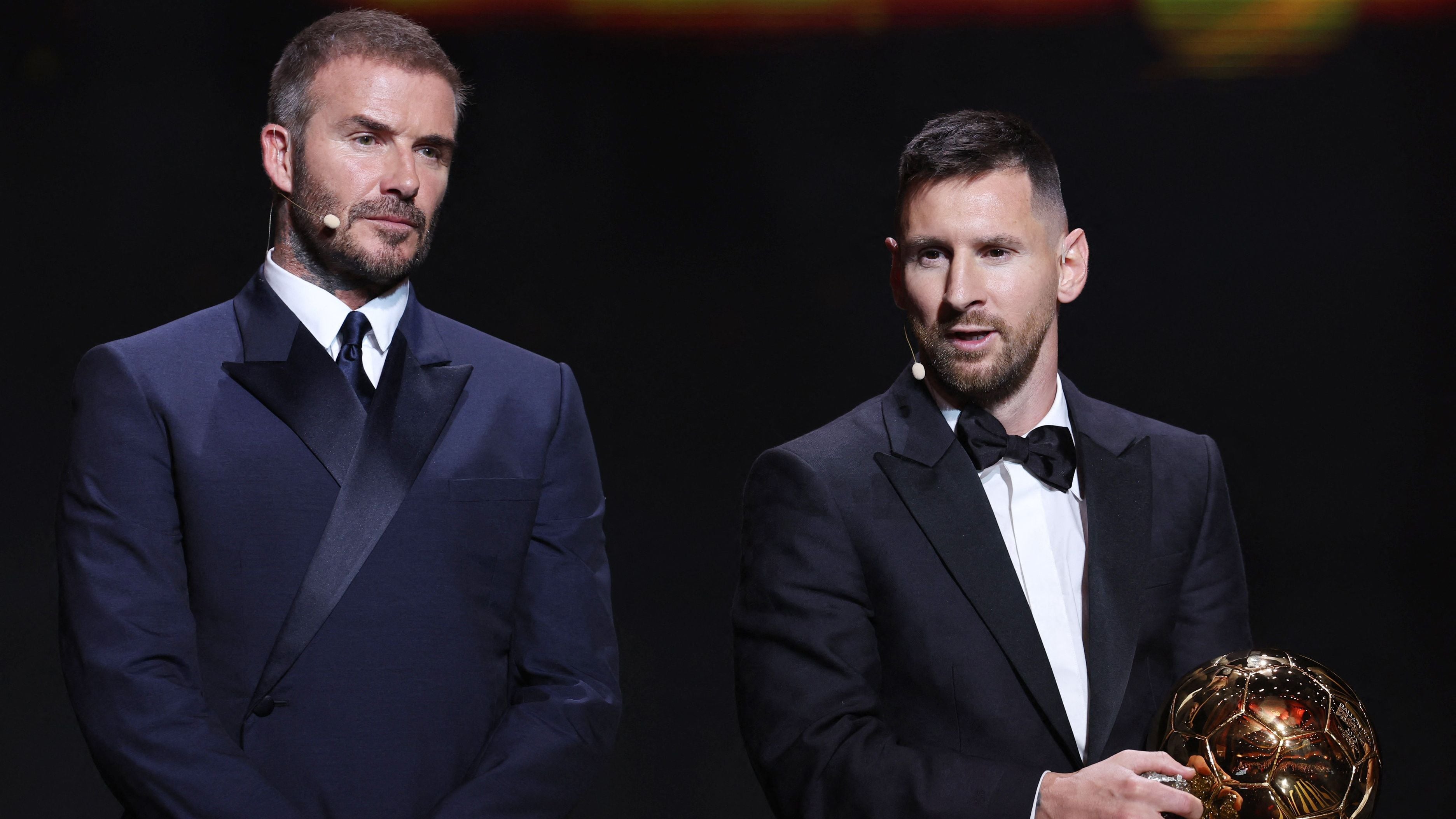 Beckham, uno de las caras visibles del Inter Miami, acompañó a Messi en la entrega del Balón de Oro (REUTERS/Stephanie Lecocq)