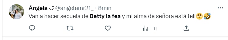Usuarios peruanos felices por el regreso de Betty, La Fea luego de 20 años. (Twitter)