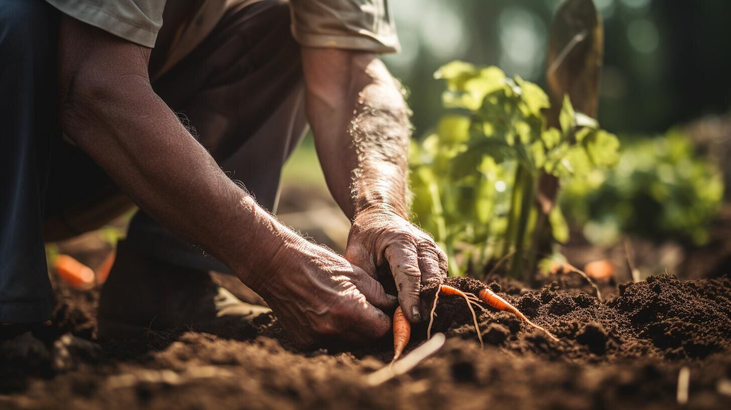 Imagen de manos extrayendo zanahorias frescas de la tierra en un huerto orgánico. Este acto de cosecha promueve la conexión con la naturaleza y la alimentación saludable. (Imagen ilustrativa Infobae)