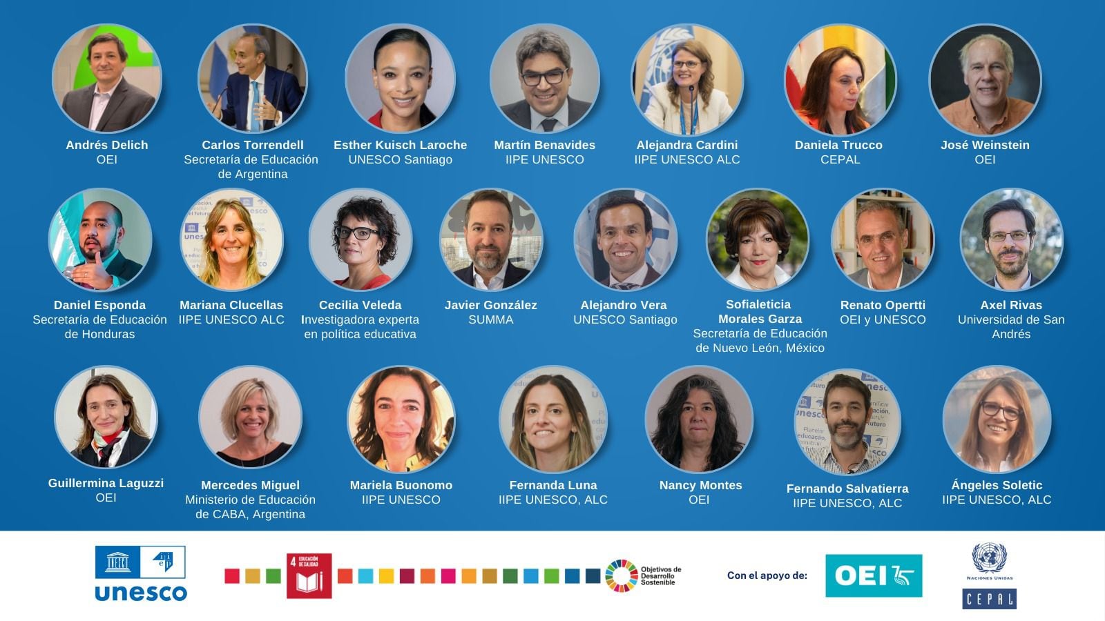 Los expositores que participarán del Foro Regional de Política Educativa 2024, el 15 y 16 de octubre