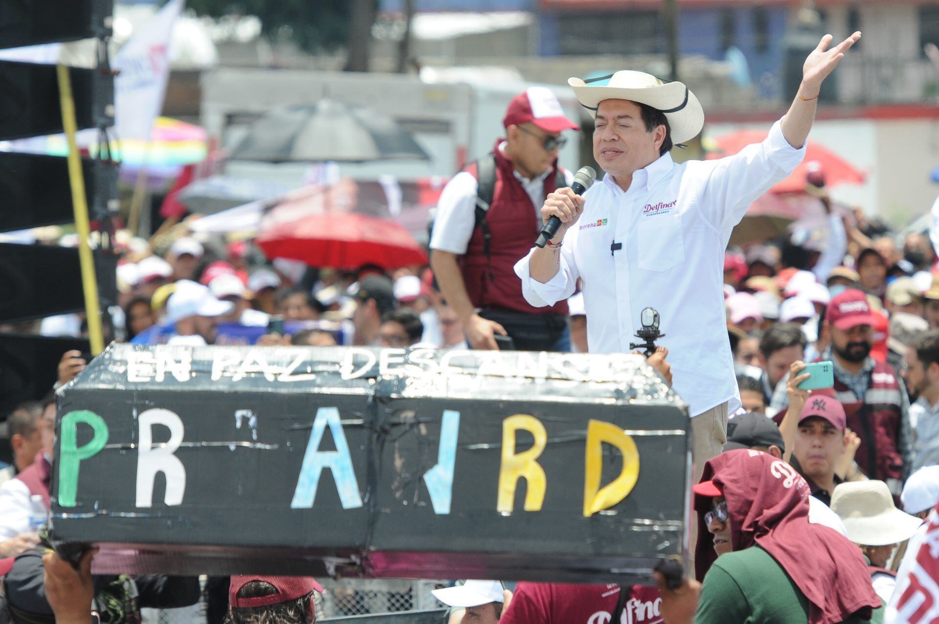 Mario Delgado , el presidente de Morena, durante uno de los eventos denominados ocmo Asambleas Informativas. (Cuartoscuro)