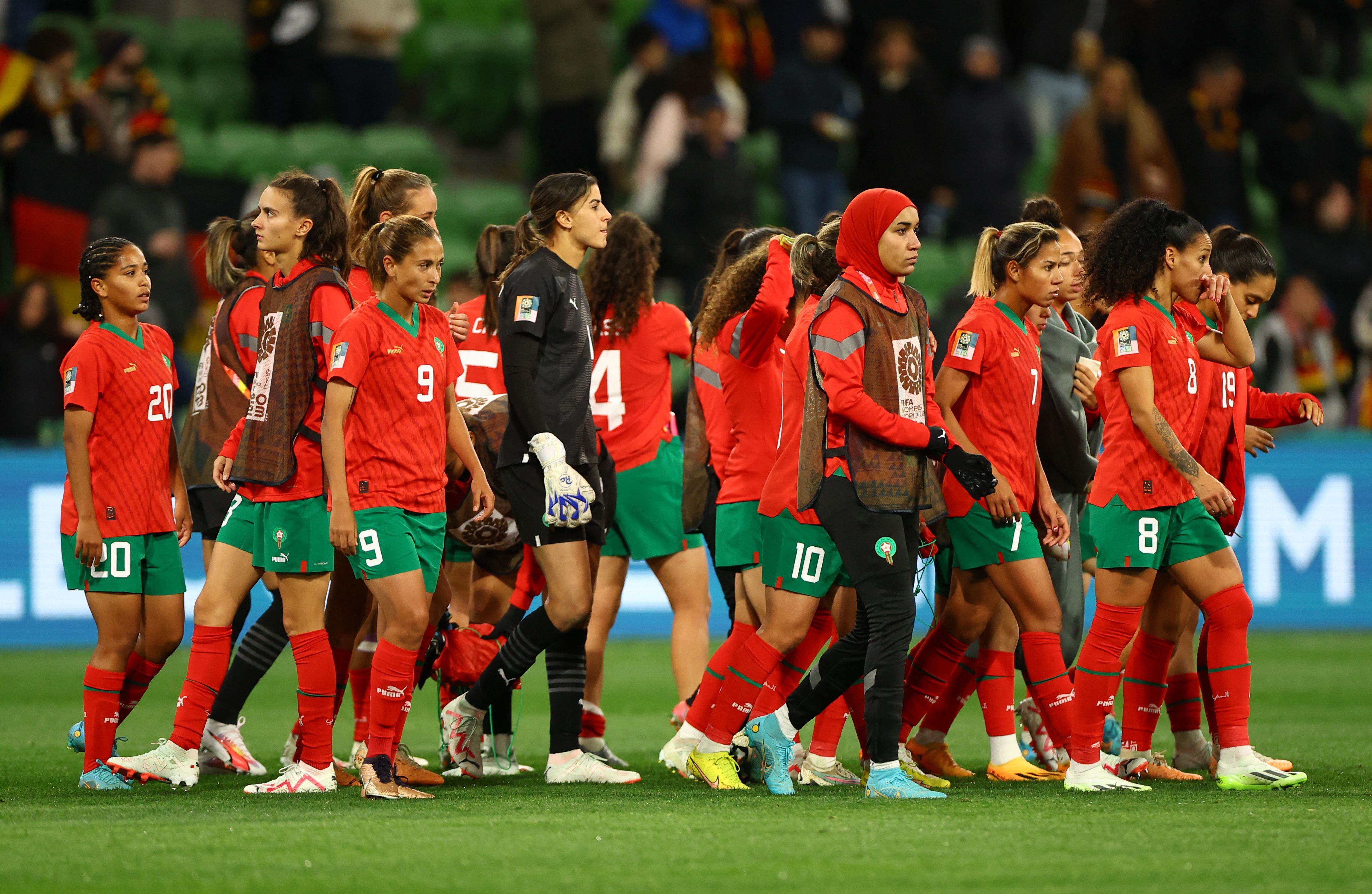 La selección de Marruecos tras la goleada 6-0 que sufrió ante Alemania en el Mundial Femenino. Foto: REUTERS/Hannah Mckay