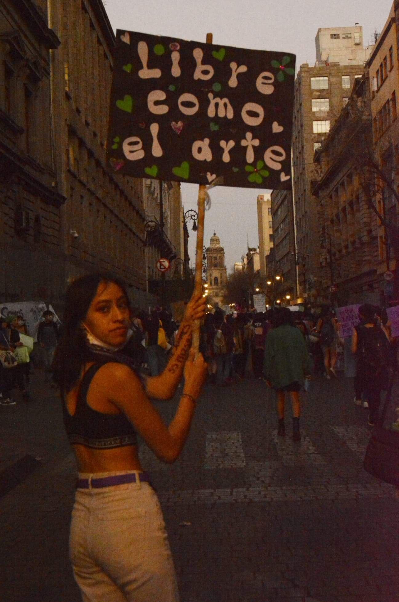 Woman demonstrating for the injustices committed to women in Mexico.