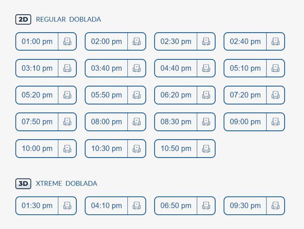 Horarios para Cineplanet Mall del Sur, sábado 10 de junio.