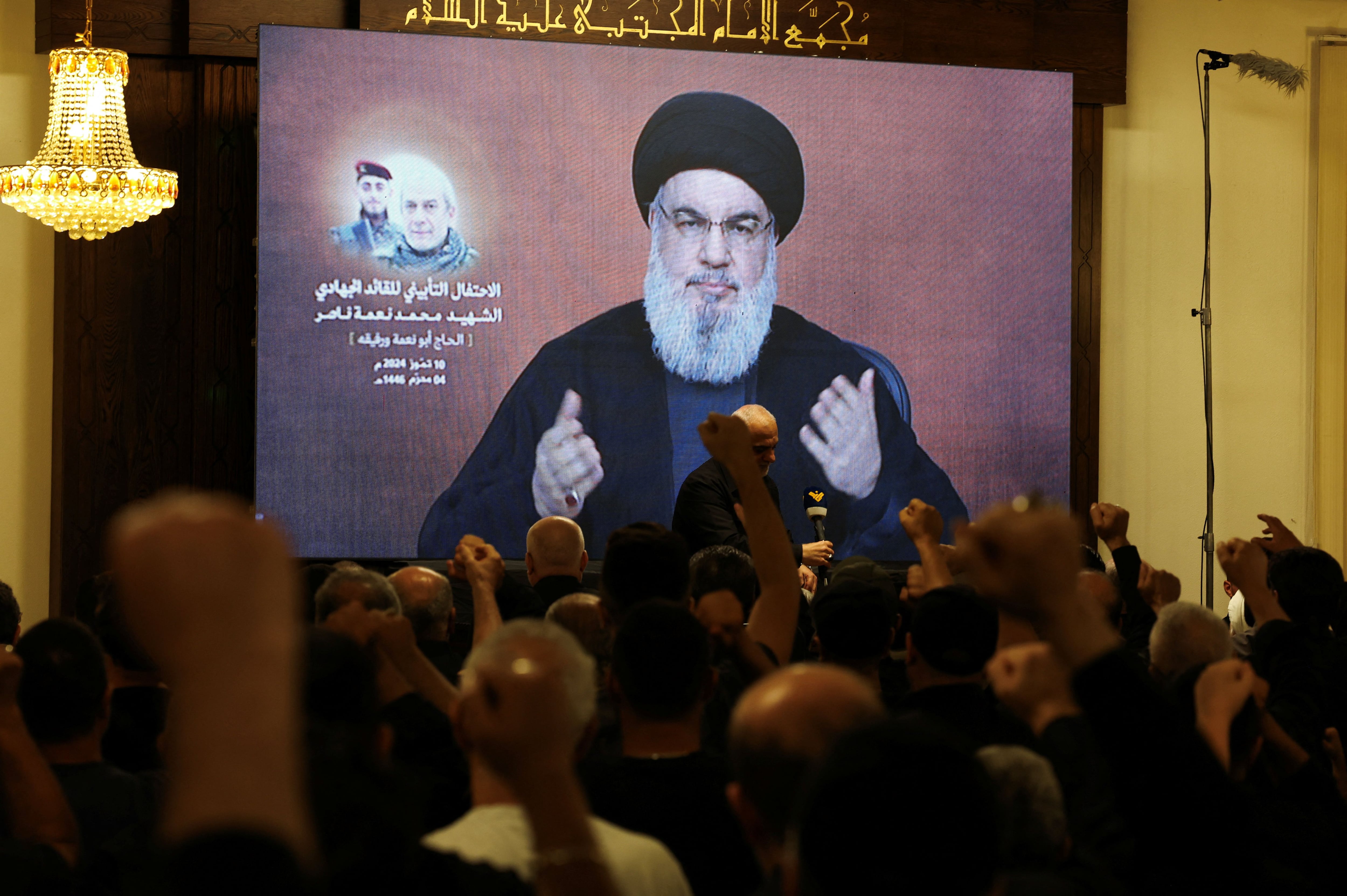 Hassan Nasrallah, jefe terrorista de Hezbollah (REUTERS/Mohamed Azakir)