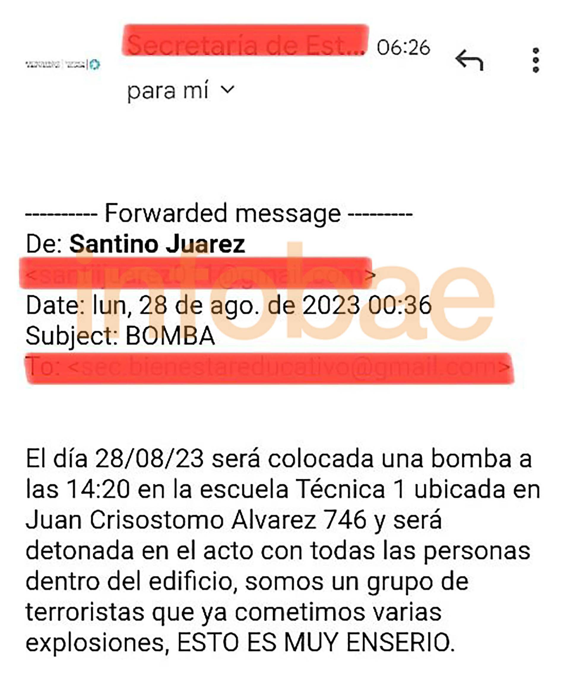 "Esto es muy en serio", dice uno de los mails