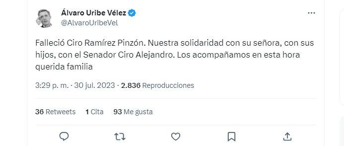 Muri Ciro Ram rez Pinz n viejo cacique del conservatismo