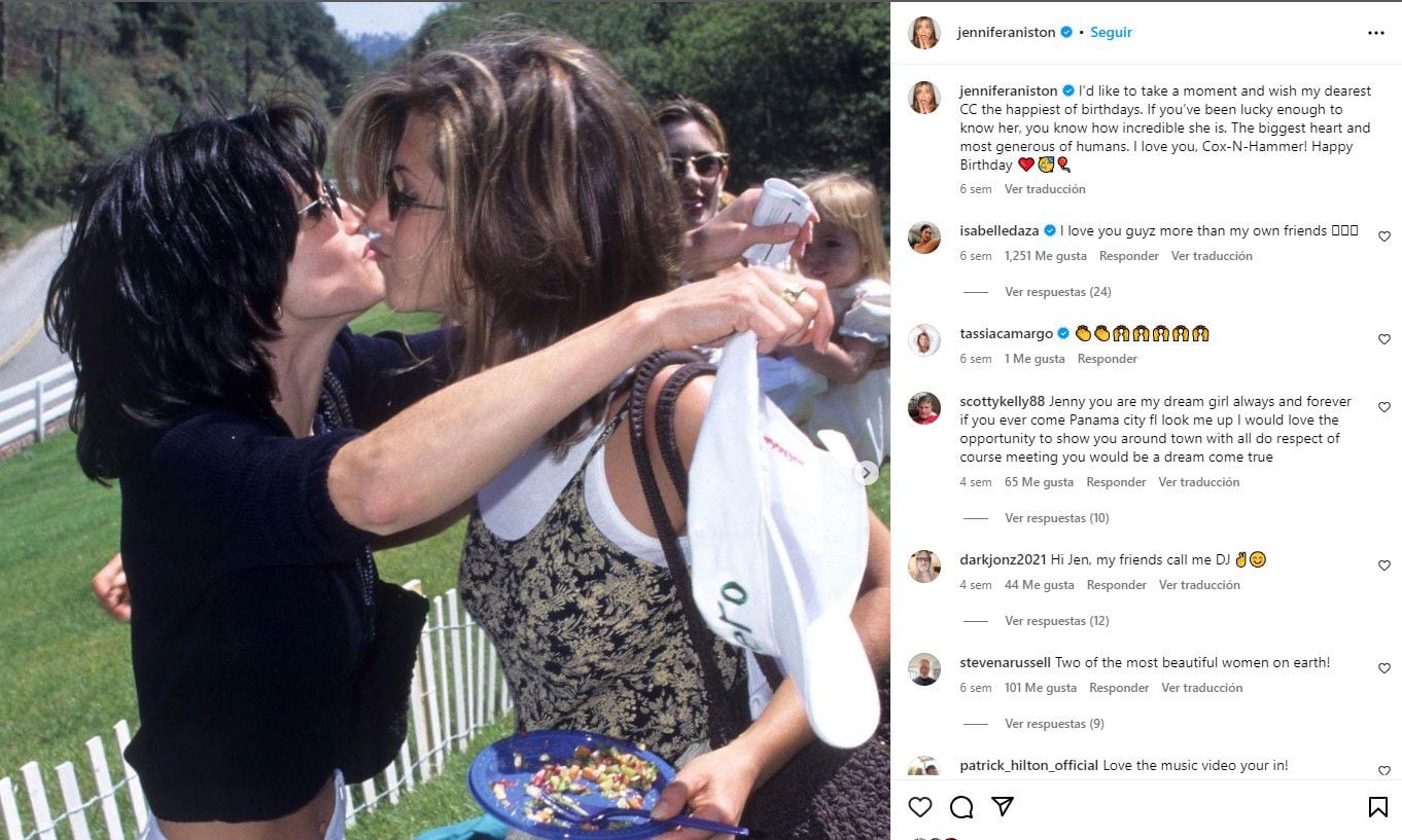 Jennifer Aniston también celebró recientemente el cumpleaños de Courtney Cox
Foto: Instagram/Jennifer Aniston
