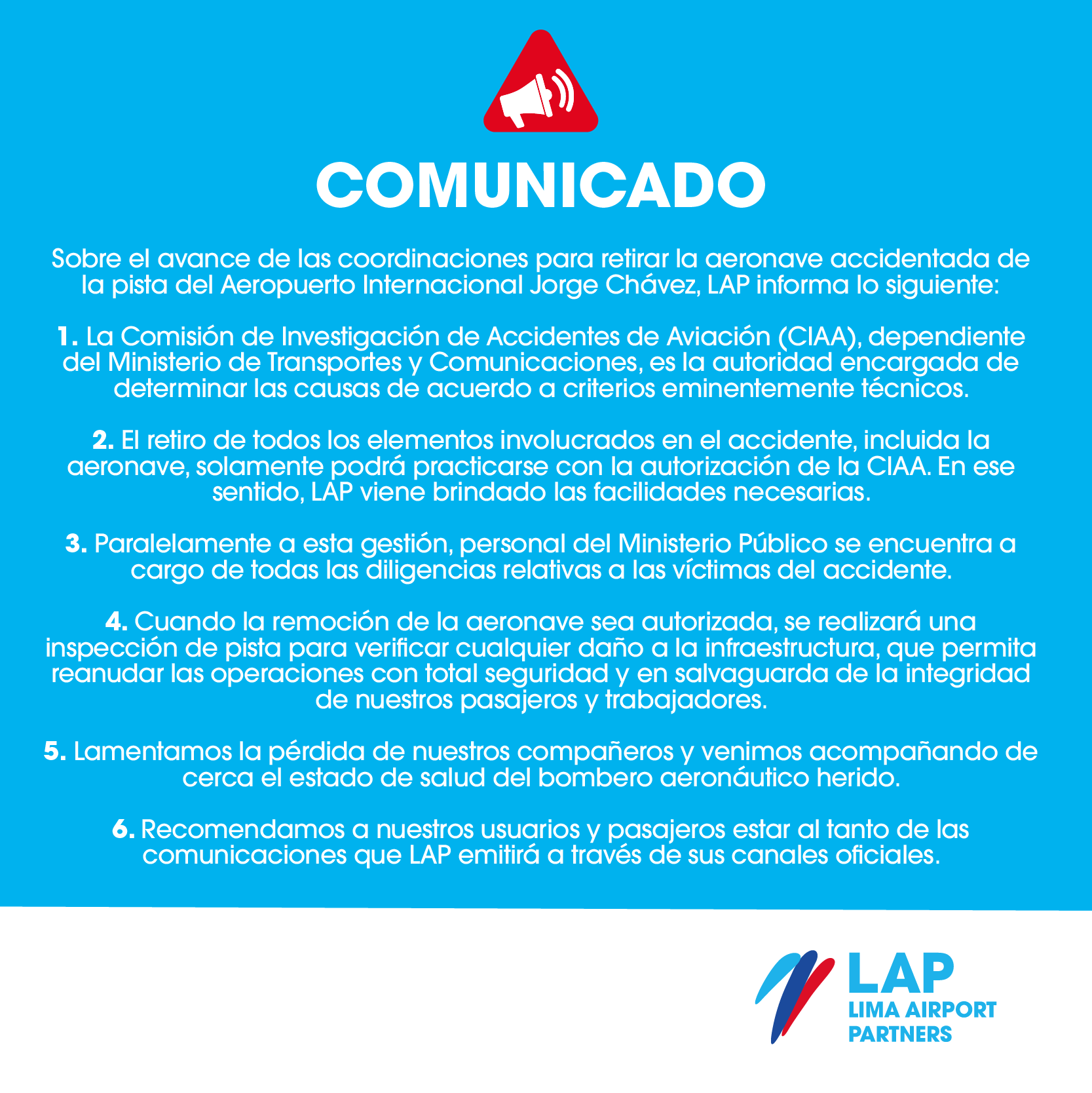 Nuevo comunicado de Lima Airport Partners