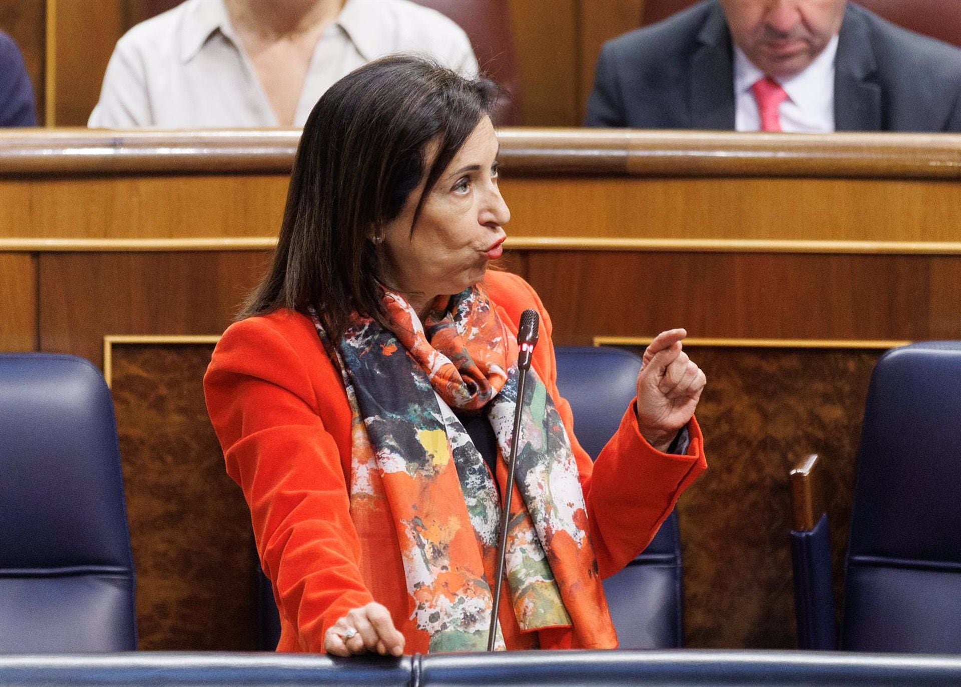 La ministra de Defensa, Margarita Robles, interviene durante una sesión de control al Gobierno en el Congreso de los Diputados. (EDUARDO PARRA/EUROPA PRESS)
