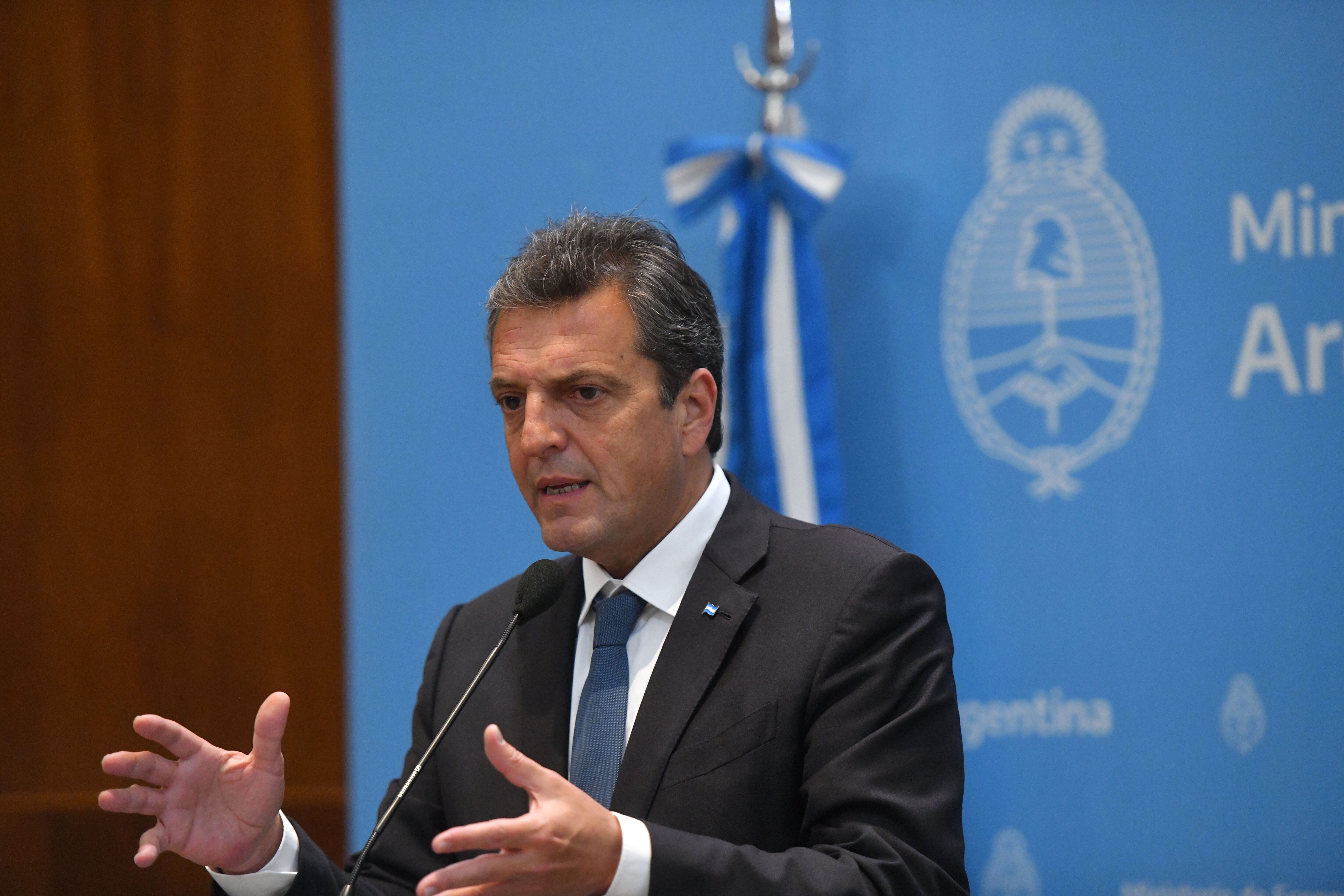 Sergio Massa habló en una conferencia de prensa en el Ministerio de Economía. EFE 
