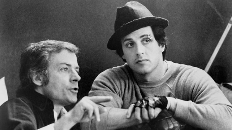 El director Avildsen y Stallone en “Rocky”