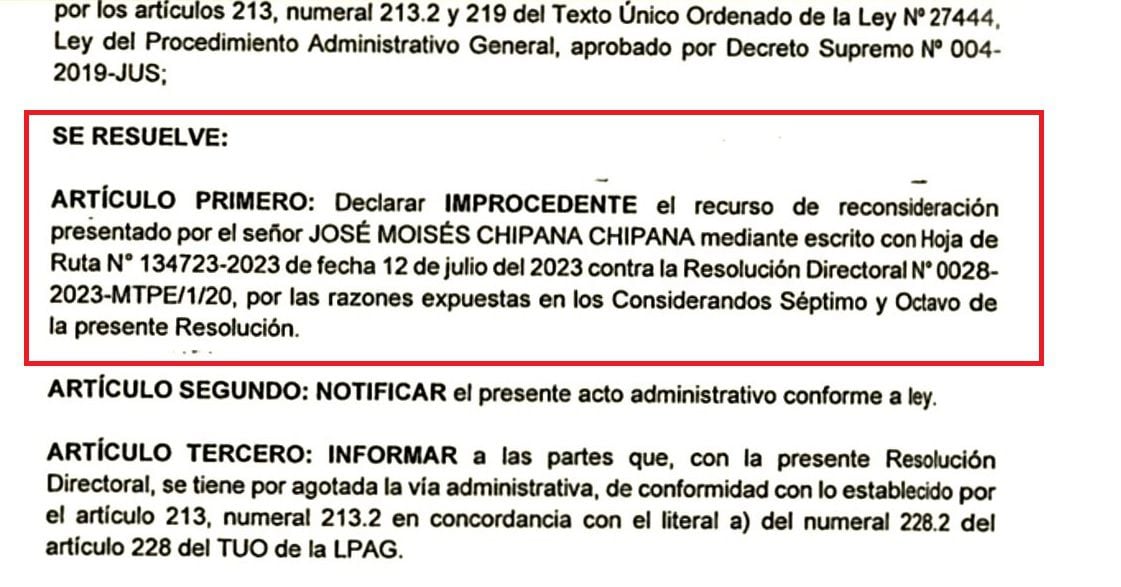 Resolución definitiva del Ministerio de Trabajo sobre la inscripción de la Fenatep.