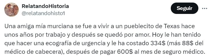 Una española va al médico en EE. UU. y una amiga se escandaliza por lo que le cobran por una urgencia