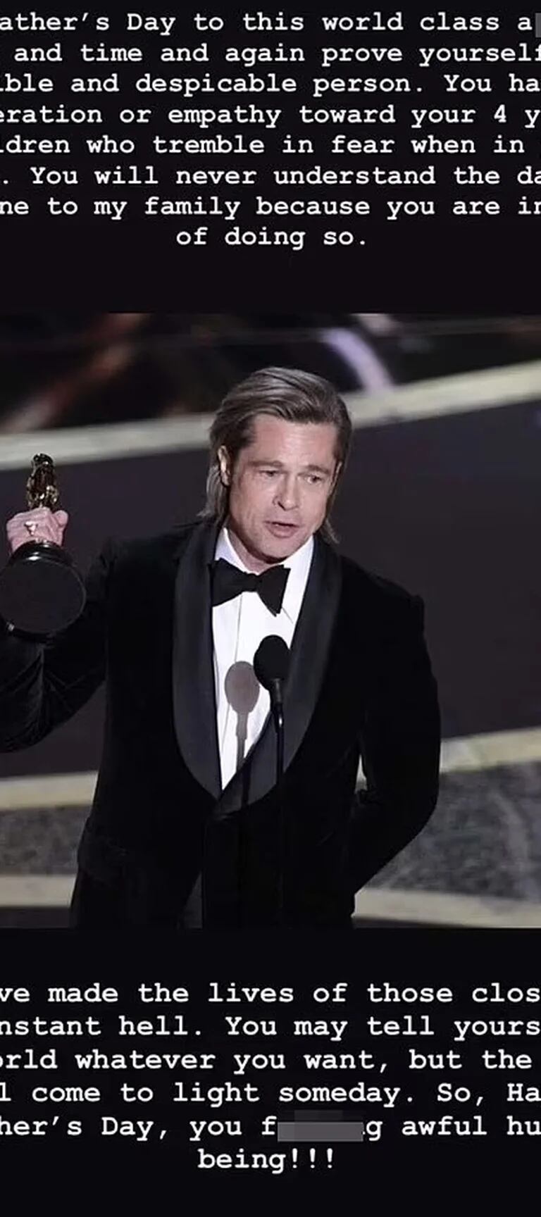Las durísimas críticas del hijo de Brad Pitt a su padre: “Maldito ser  humano horrible” - Infobae