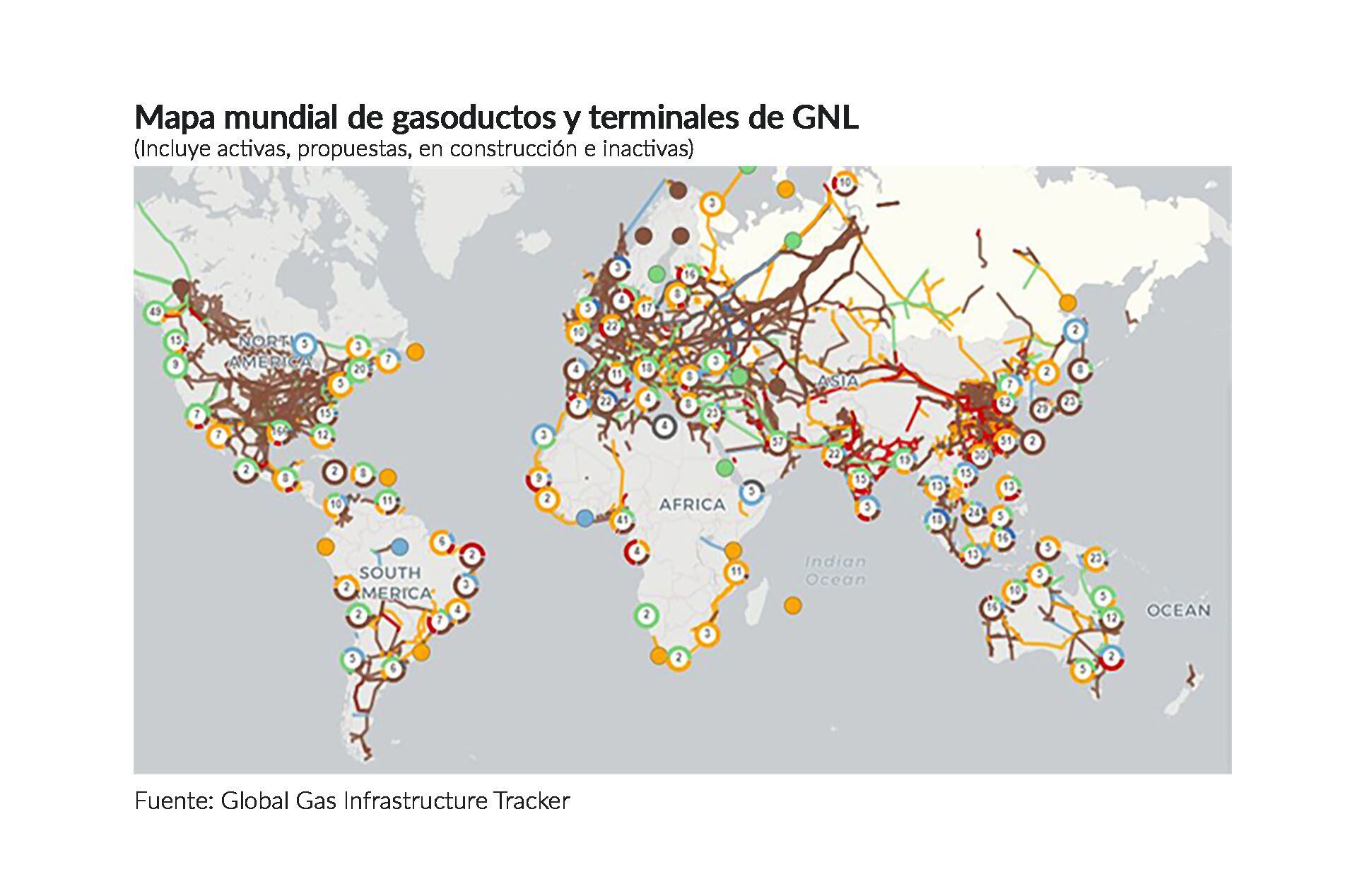 Gas Gasoductos GNL Mapa mundial GGIT portada