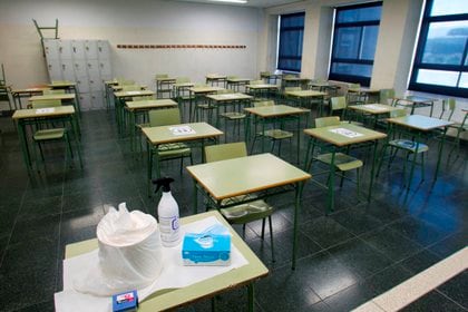 Detalle de un aula vac&#237;a en un instituto. EFE/Salvador Sas/Archivo
