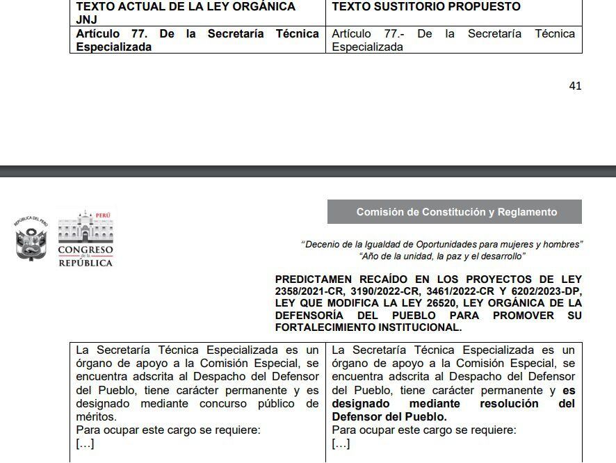 El secretario técnico de la comisión especial de la Junta Nacional de Justicia será elegido a dedo por el defensor del Pueblo.