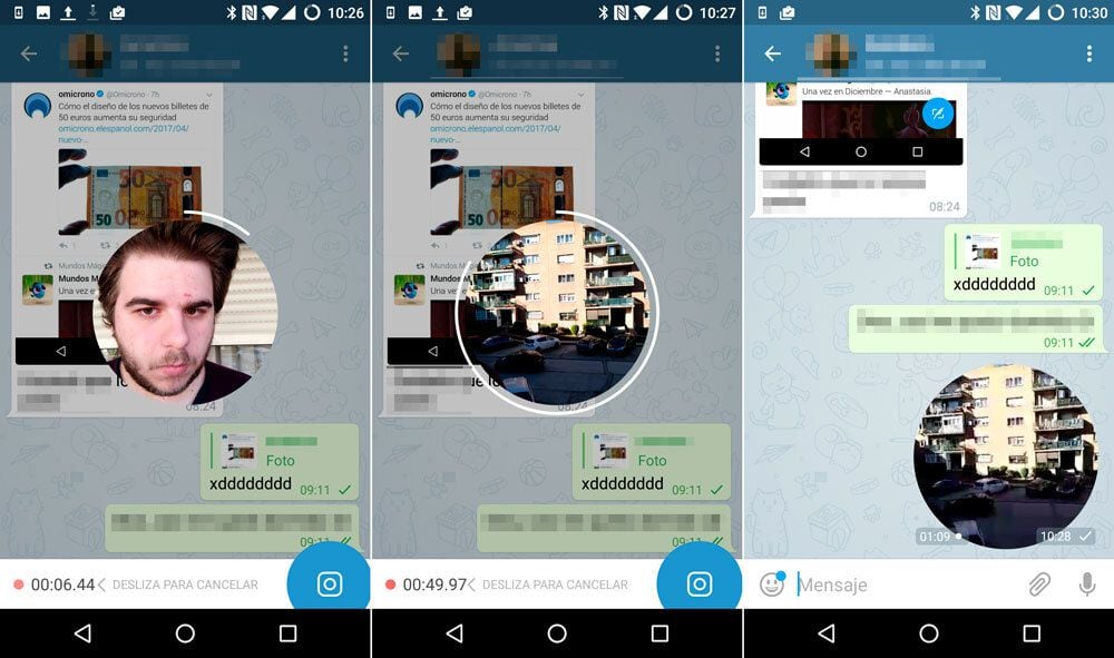 Nota de video en Telegram. (foto: El Español)