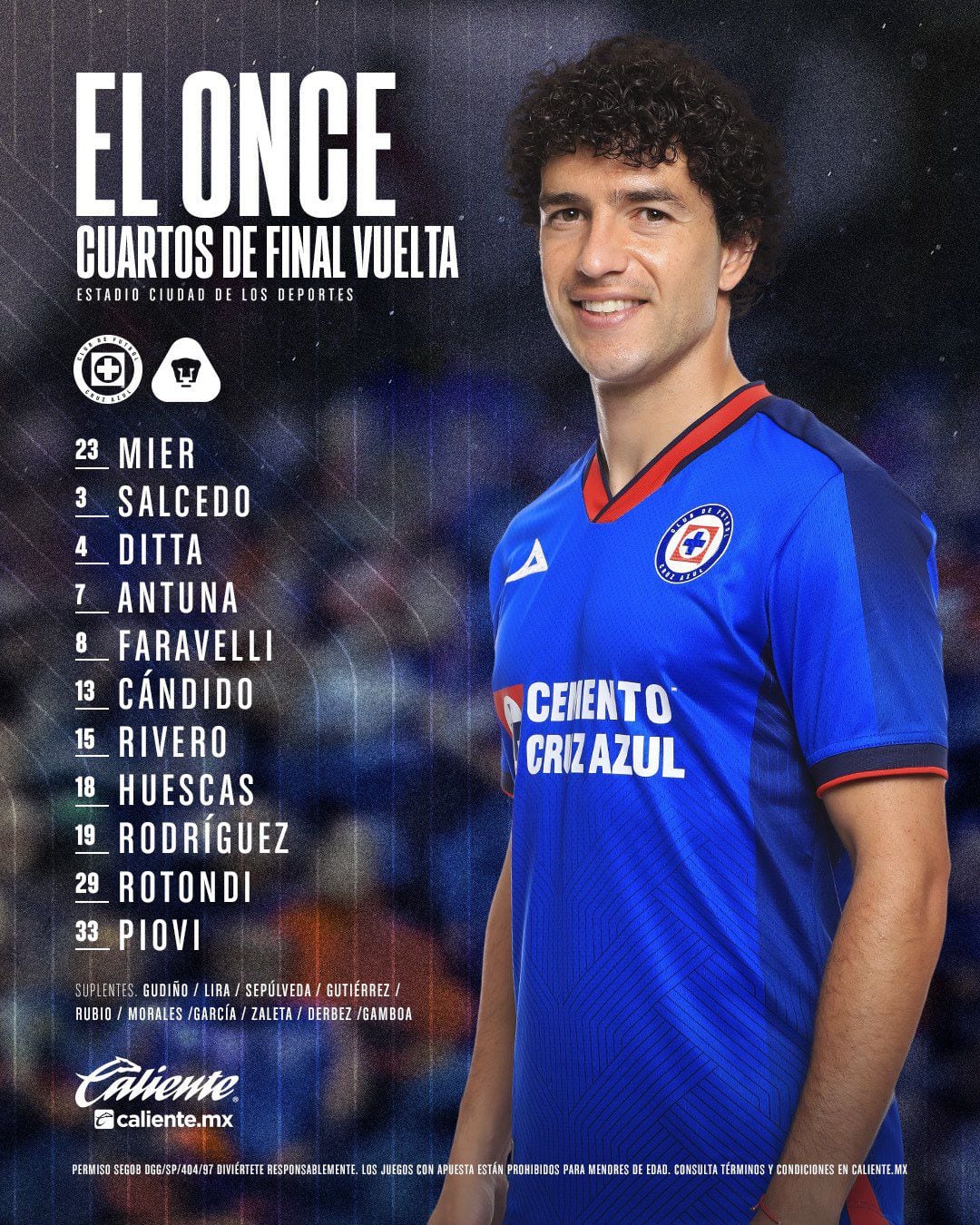 Cruz Azul alineación 12 mayo