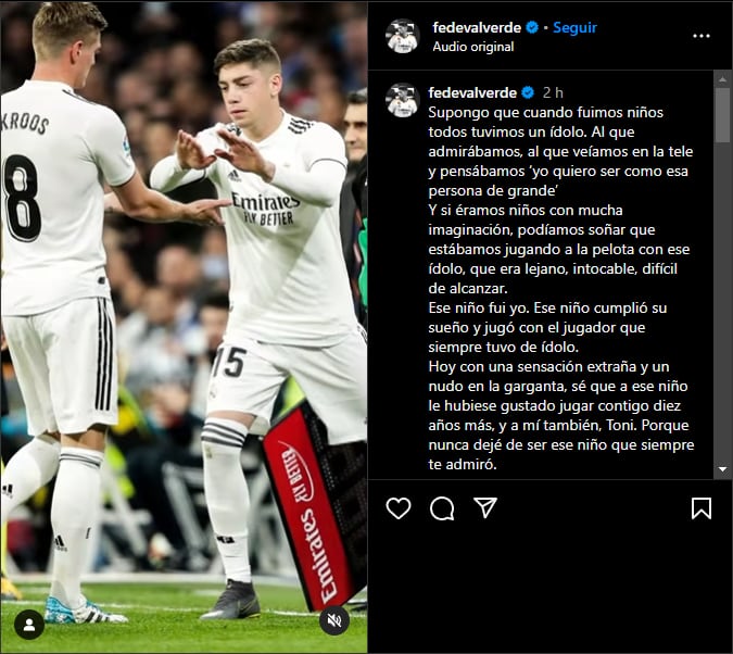 La despedida de Federico Valverde a Toni Kroos