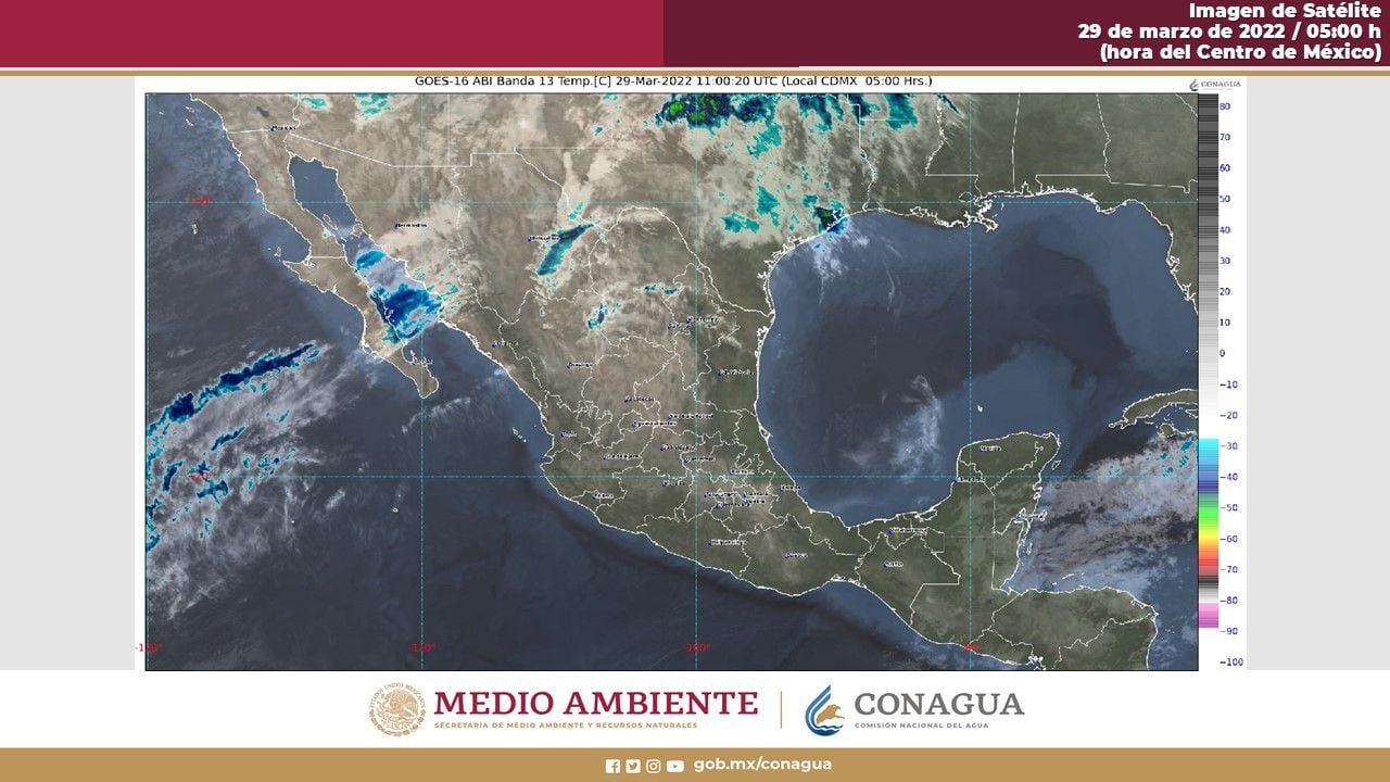 Wetter in Mexiko am 29. März 2022. Foto: Twitter @conagua_clima