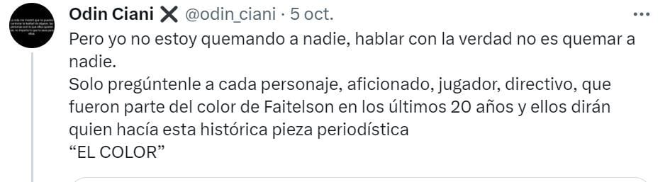 Ciani explicó que nunca quemó a Faitelson, sino el motivo principal fue exponer su trabajo. 