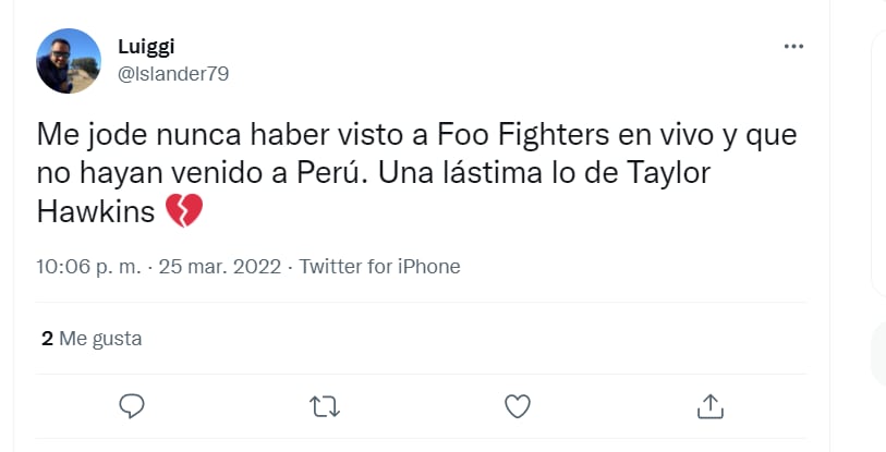 Peruvians mourn the death of Taylor Hawkins