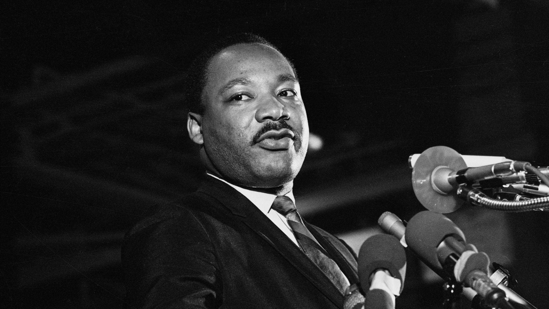 Una de las últimas fotos tomadas a Martin Luther King, en un discurso pronunciado el 3 de abril de 1968 en Memphis, Tennessee. Un día después lo mató un francotirador de un balazo 