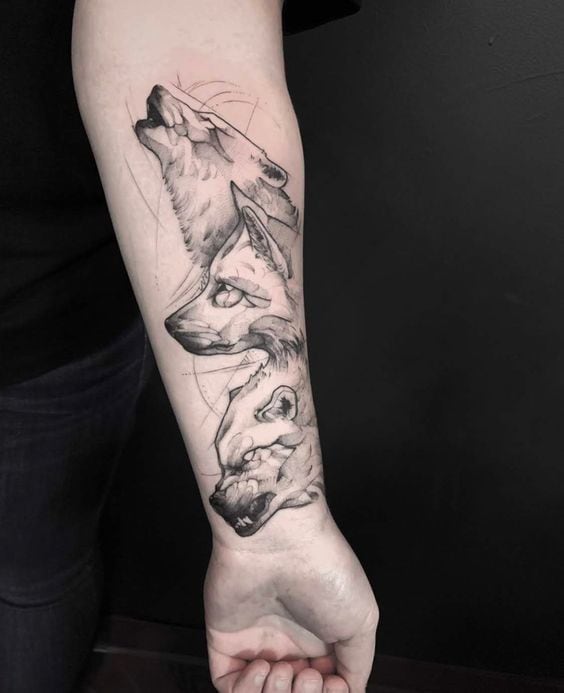 Tattoo of wolves. Source: Pinterest.