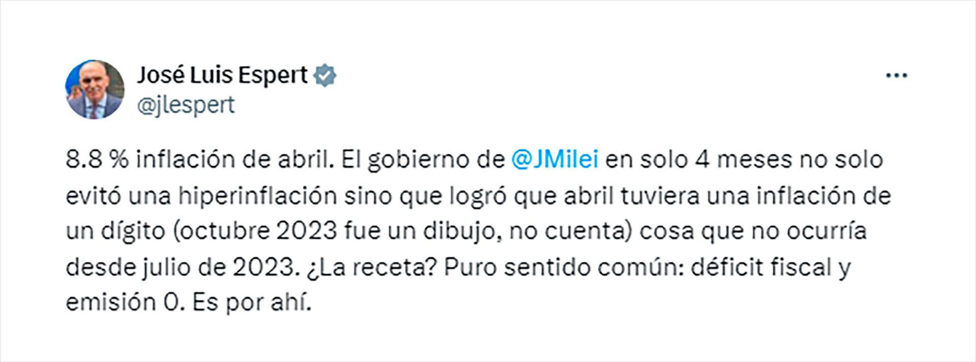 Javier Milei festejo inflación respaldo a Caputo